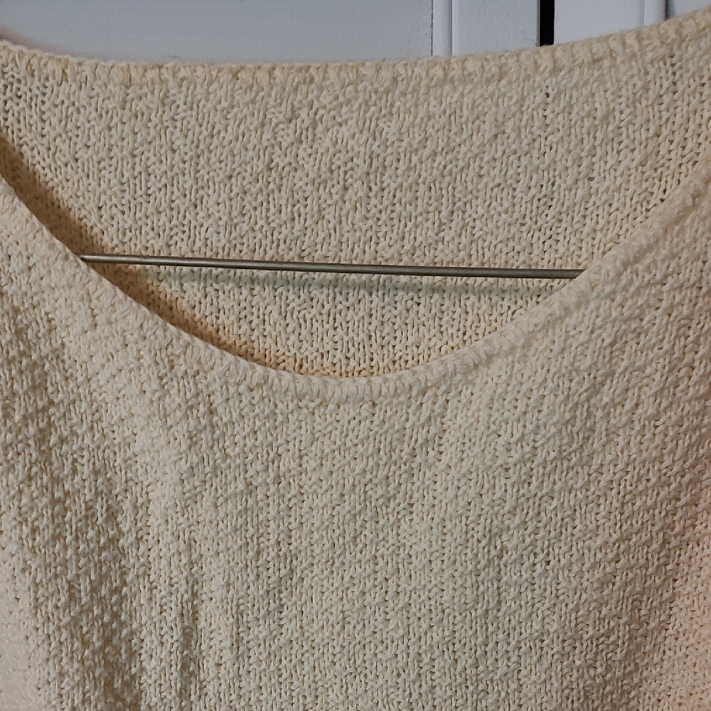 Yellow and White Crew Neck Color Block Sweater - Picture 2 of 4